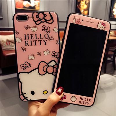 苹果iphone6s钢化膜全屏8plus1壳防爆贴7plus卡通KT猫玻璃彩膜玻