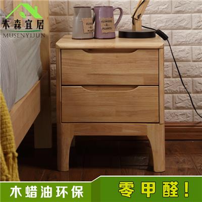 ?#30340;?#21271;欧日式?#39184;?#26588;卧室储物柜简约现代边柜橡胶木整装原木色环保