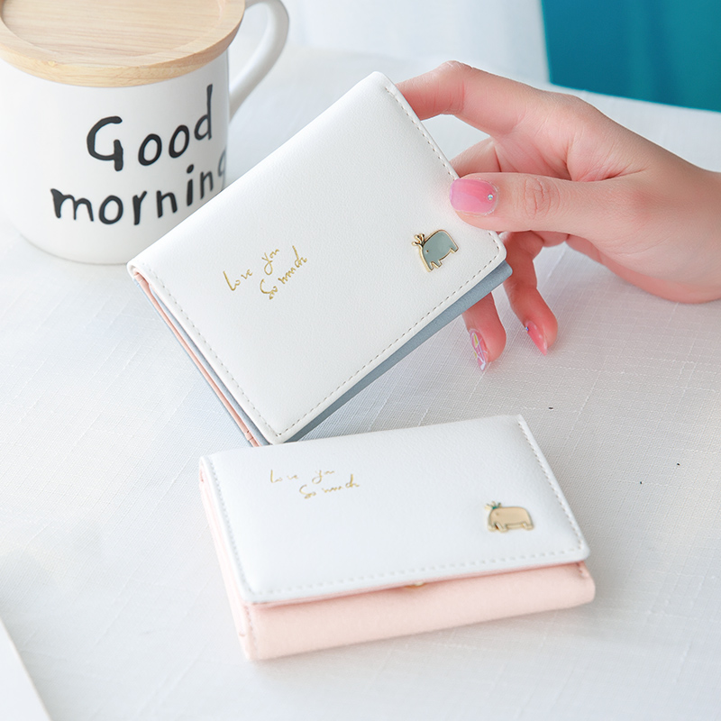 Wallet female short Korean version of small fresh student mini small change wallet 2020 New Cute color contrast wallet wallet