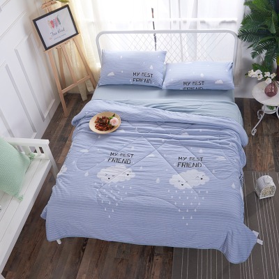床上用品水洗棉印花加全纯色三件套四件套(夏被+床单+枕套)套件