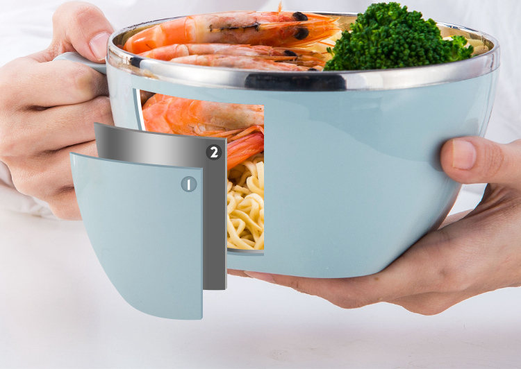 304不锈钢泡面碗带盖日式饭盒便当防烫韩式泡面杯大容量便当盒ZZX